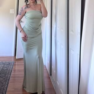 Meshki Strapless Sage Green Dress